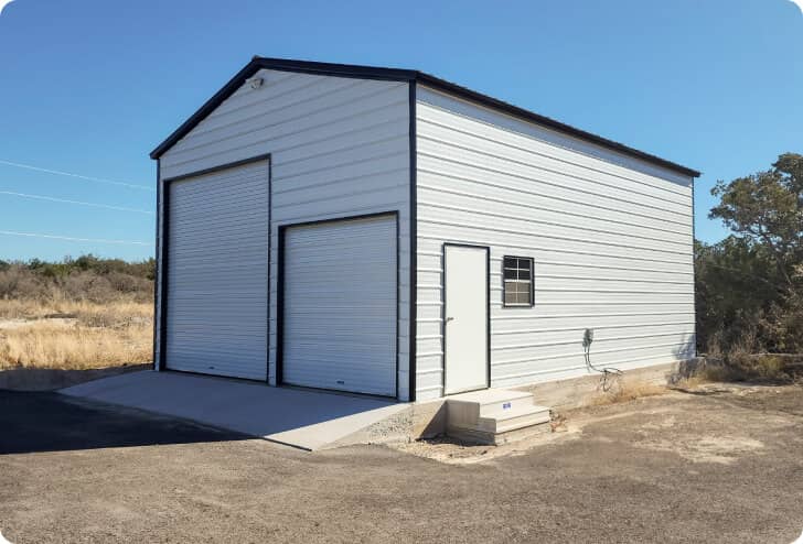 Black and White Metal Building