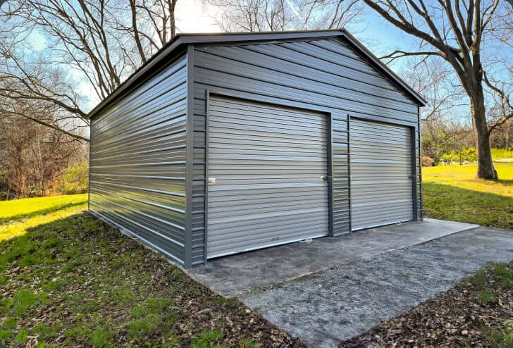 Quaker Gray Metal Building with Grey Trim