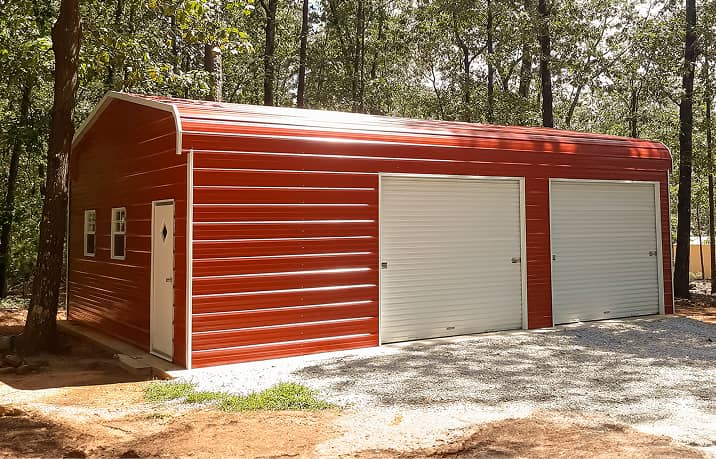Beige and gray regular style roof metal garage building