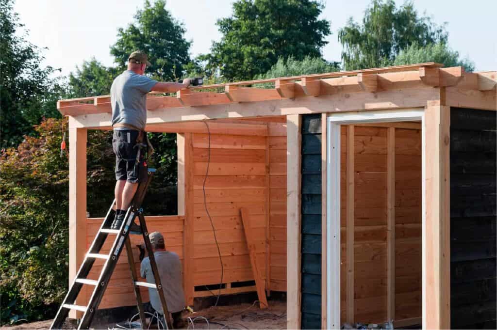 Image of construction underway after securing a shed permit. 