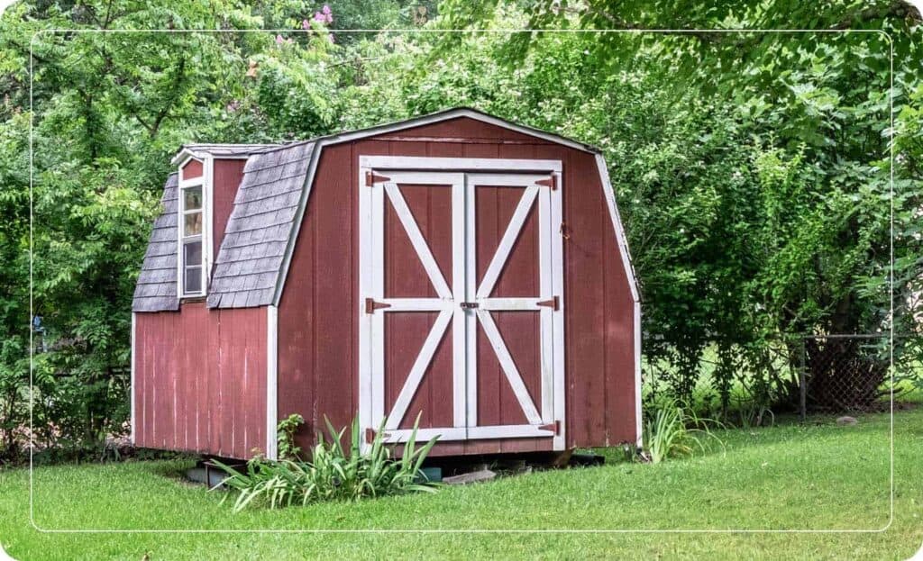 backyard red barn-style shed