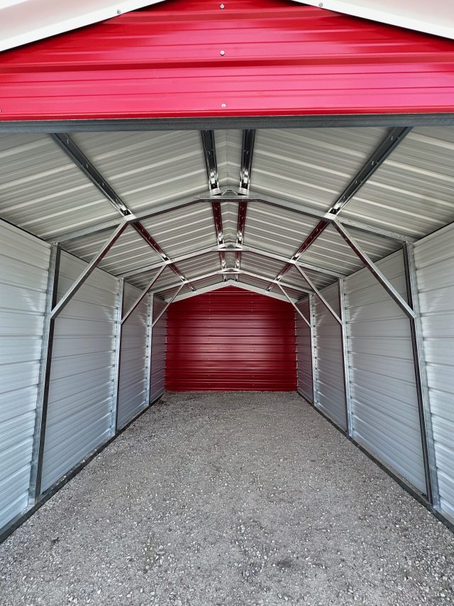 12x30 vertical carport with gable and sides and combo in back