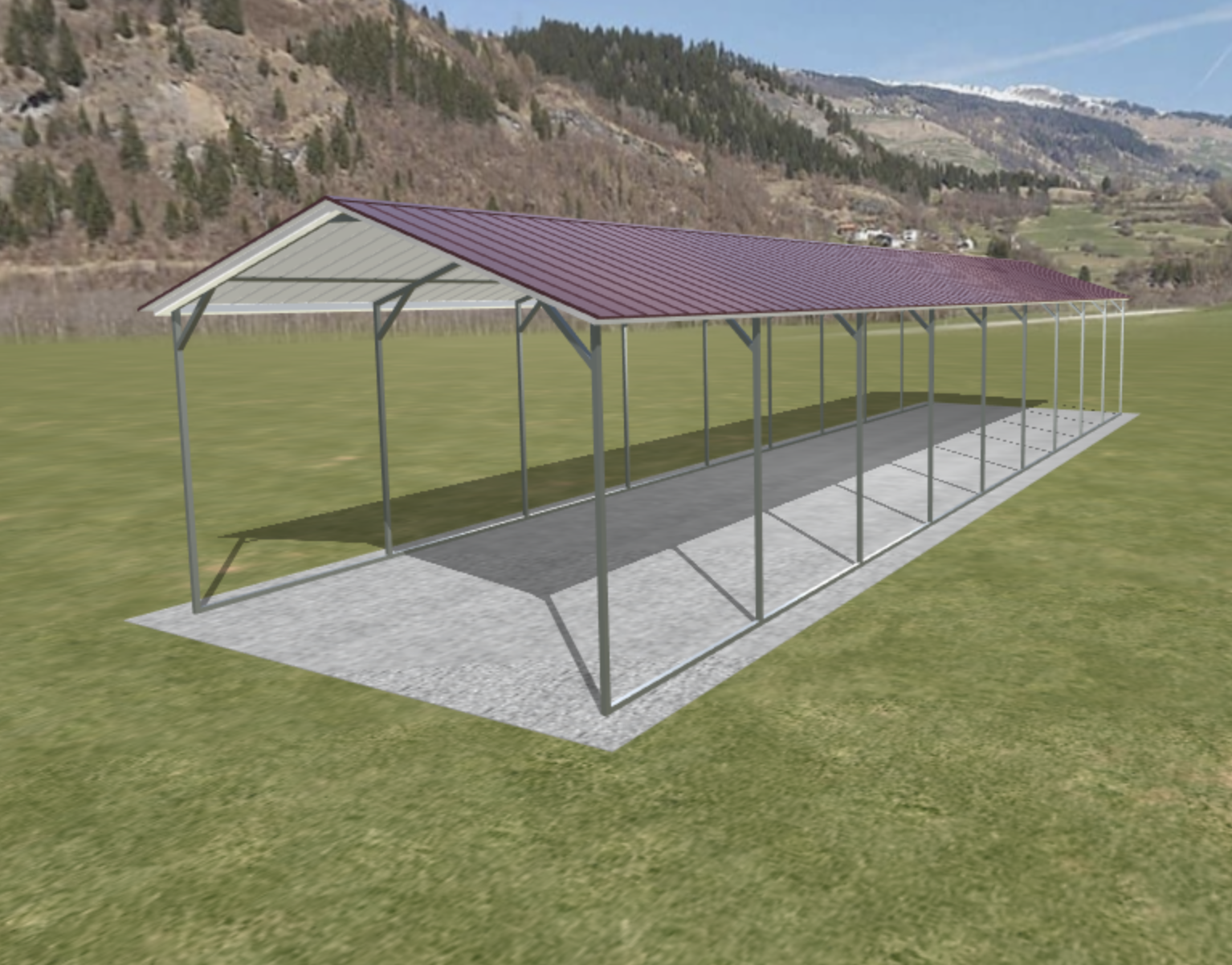 12x45 Vertical Roof Steel Carport
