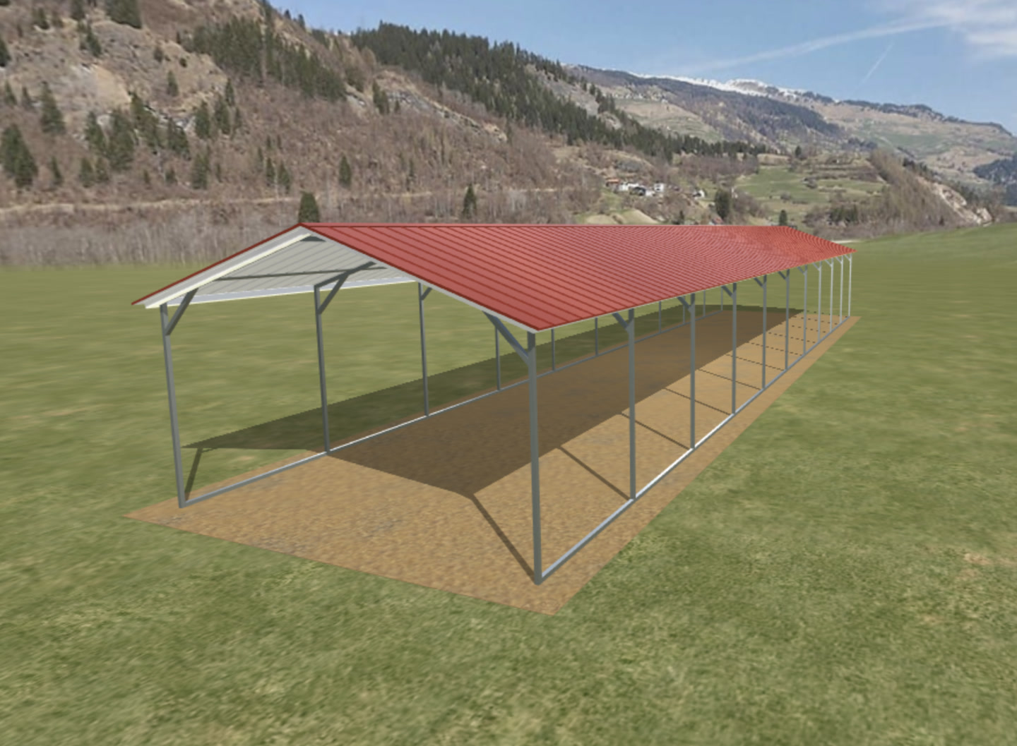 12x50 Vertical Roof Steel Carport