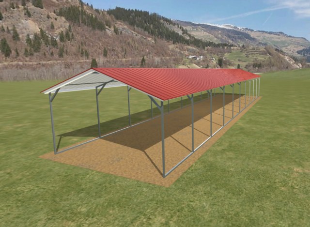 12x50 Vertical Metal Carport