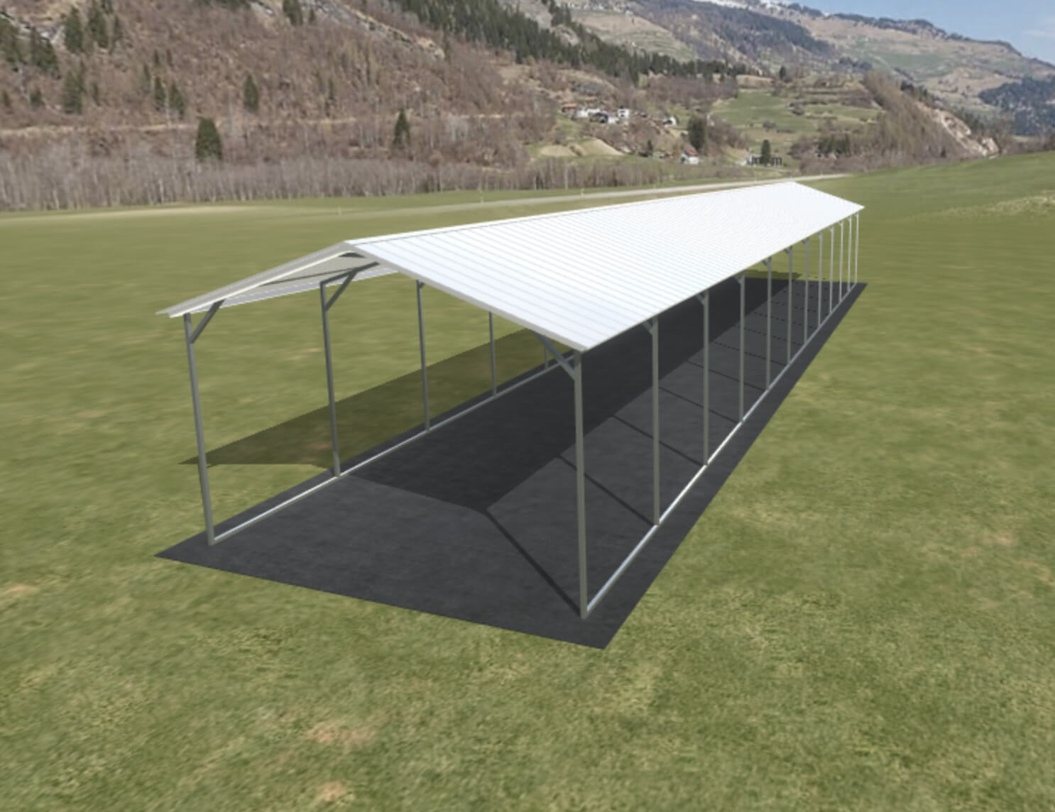 12x55 Vertical Roof Steel Carport - Alan's Factory Outlet