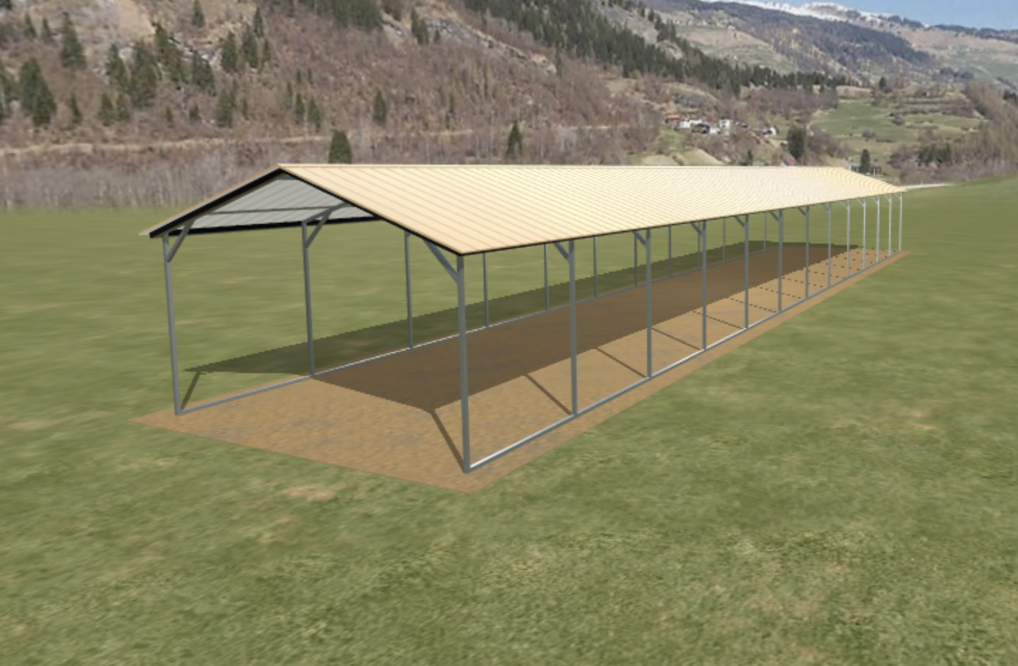 12x60 Vertical Roof Steel Carport