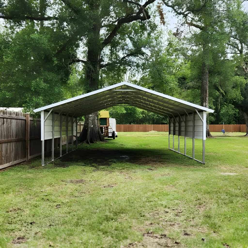 18x20 Boxed Eave Roof Steel Carport - Alan's Factory Outlet