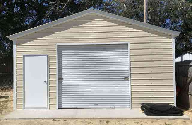 20x20 Vertical roof metal garage Pebble Beige