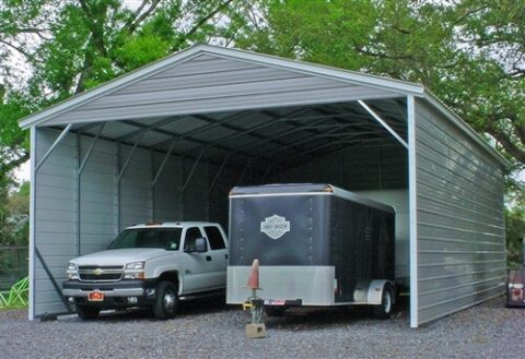 22x35 Vertical Roof Metal Carport - Alan's Factory Outlet