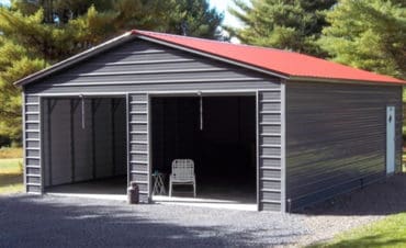 24x35 Vertical Roof Metal Garage North