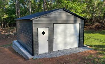 18x20 Vertical-Roof Metal Garage