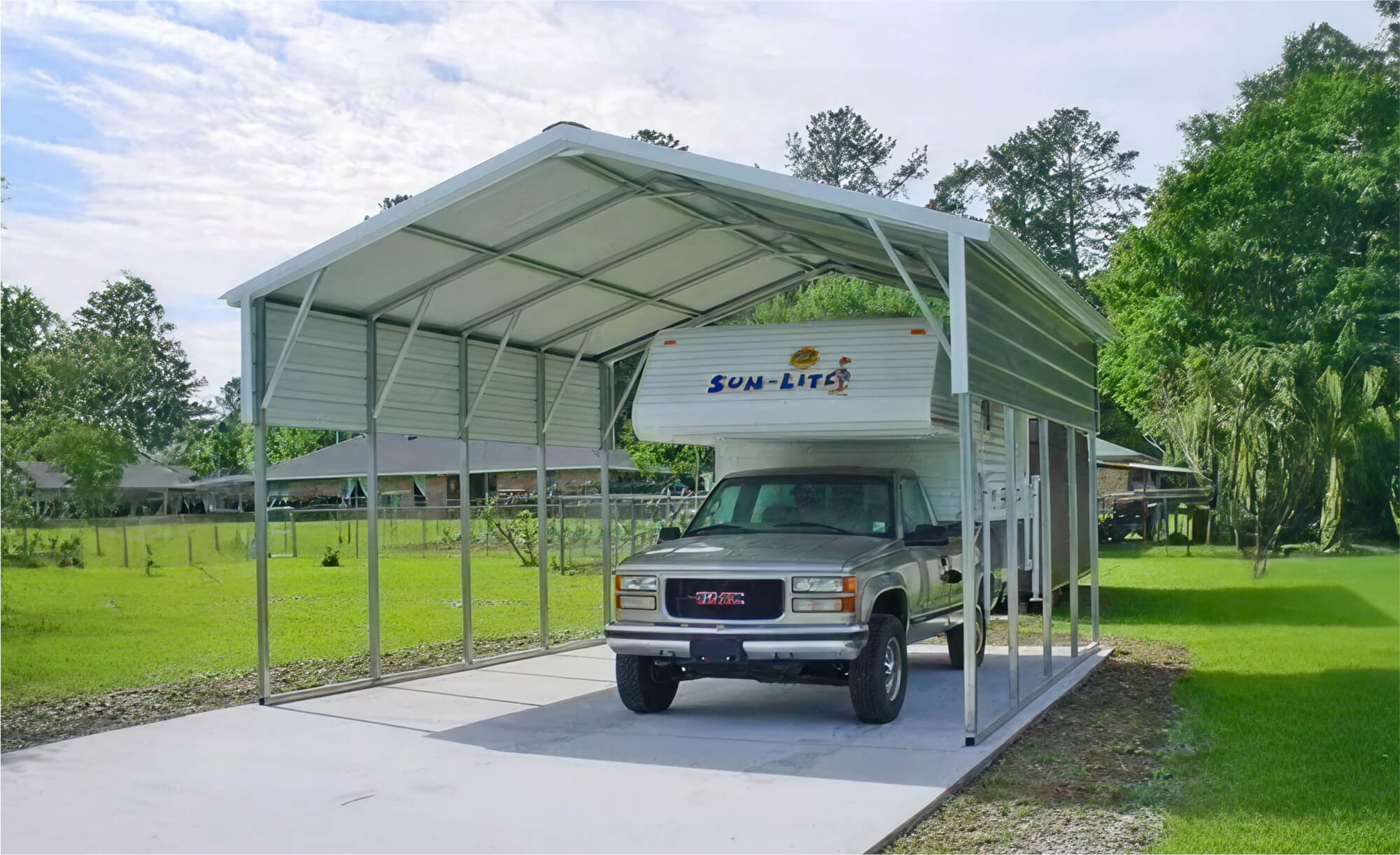 18x20 Vertical Roof Metal Carport - Alan's Factory Outlet