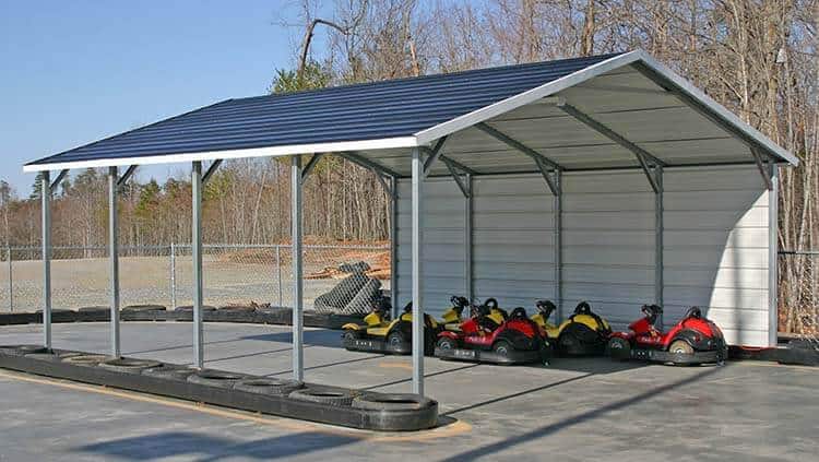 Boxed style carport with gable on both ends and 3' panel on both sides