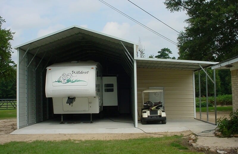 custom metal building for a camper enclosed carport