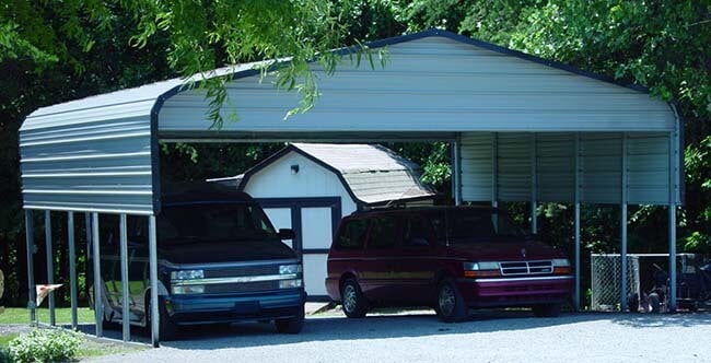 regular carport with two gables and both sides partially closed