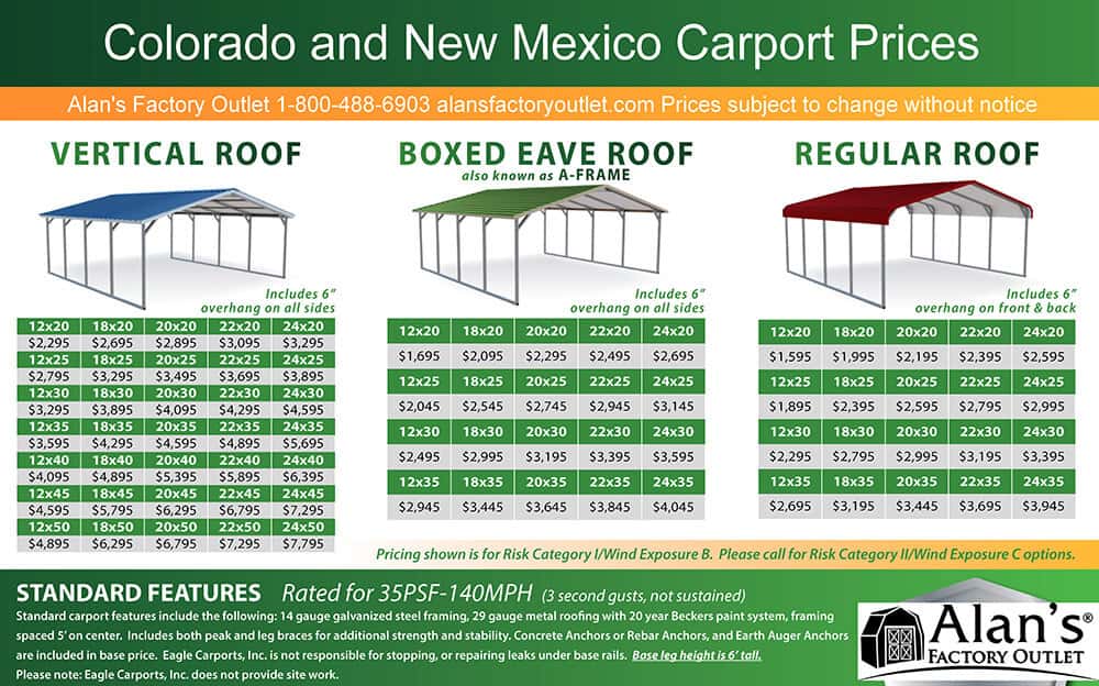 Co Nm Carport Prices Metal Carports Colorado And New Mexico