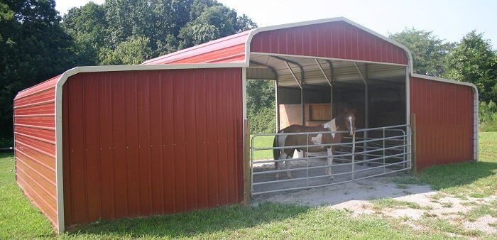 metal horse barns lean to building