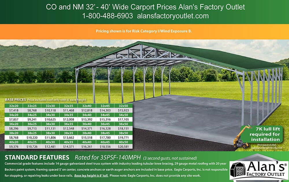 Co Nm Carport Prices Metal Carports Colorado And New Mexico