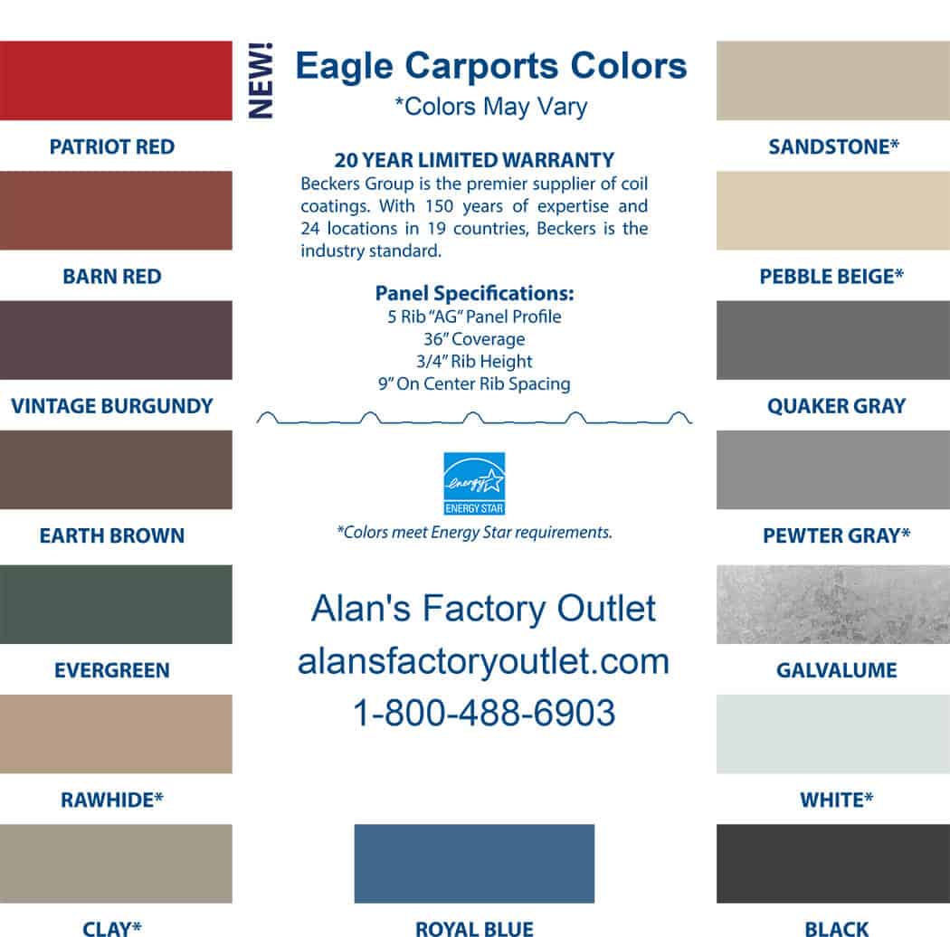 eagle carports metal colors