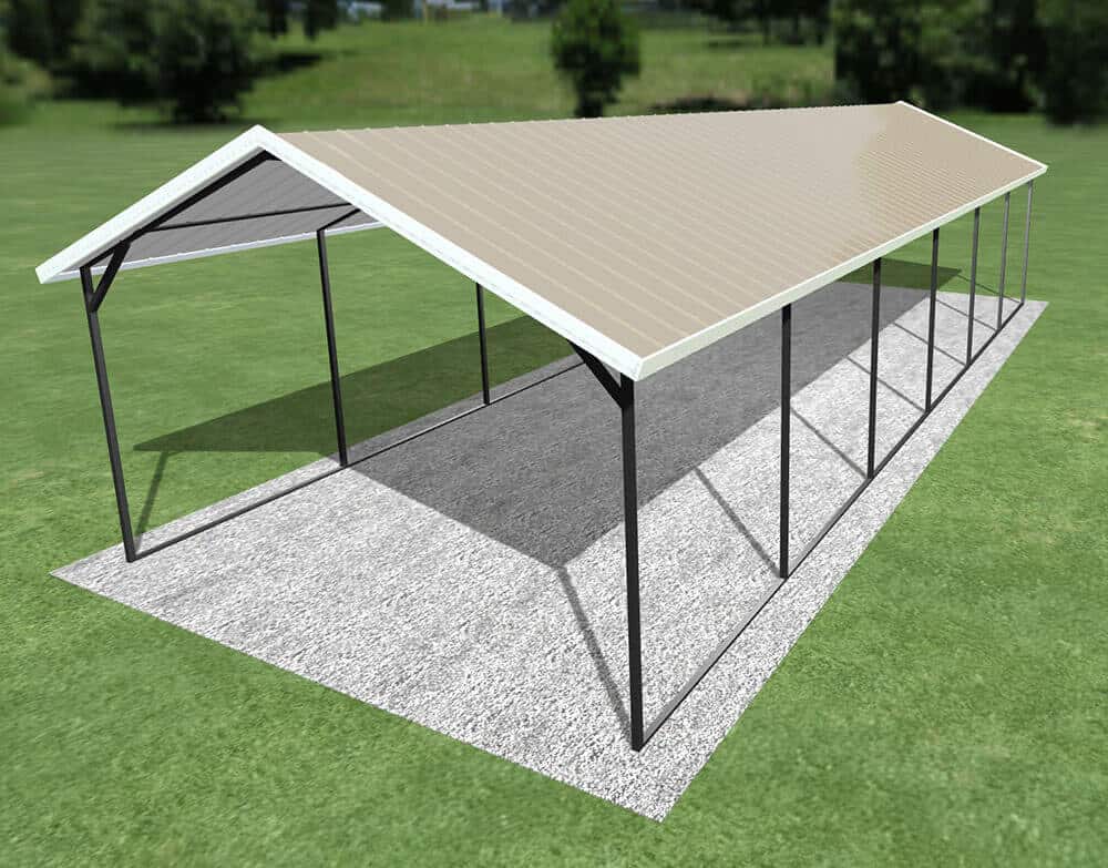 12x30 Vertical Roof Carport Alan's Factory Outlet