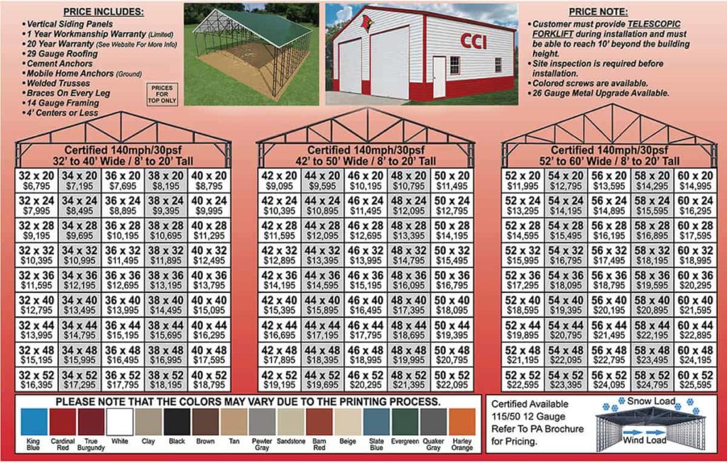 Steel Building Prices By Size And Customization Alans Factory Outlet 9431