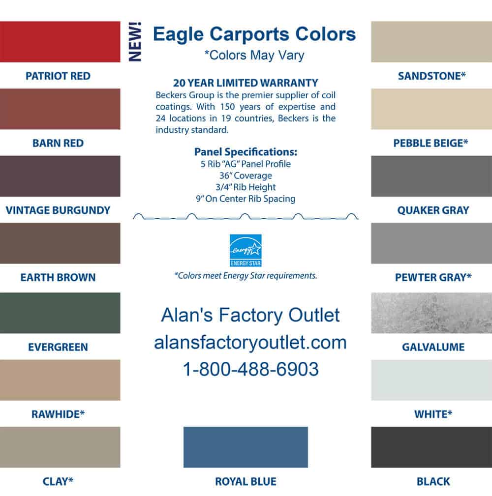 30x25 Regular Style Triple Wide Carport Colors