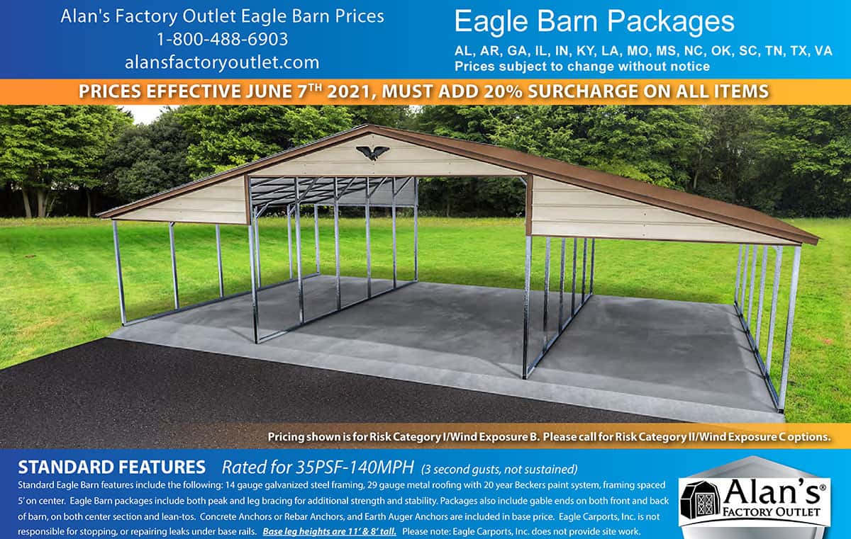 eagle barn lean to prices
