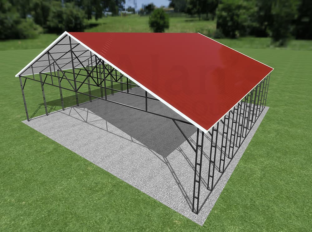 A metal carport designed using the 3D builder tool