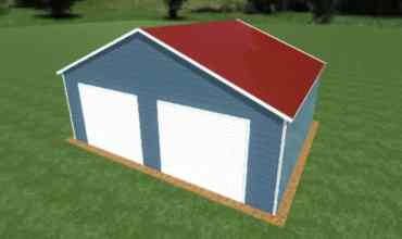 26x20 Boxed Eave Roof Triple Wide Metal Garage