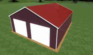 26x30 Boxed Eave Roof Triple Wide Metal Garage