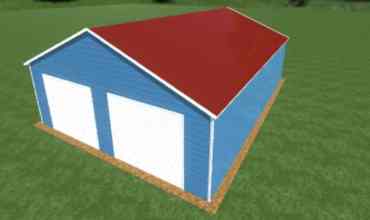 26x35 Vertical Roof Triple Wide Metal Garage