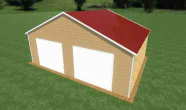 28x20 Boxed Eave Roof Triple Wide Metal Garage