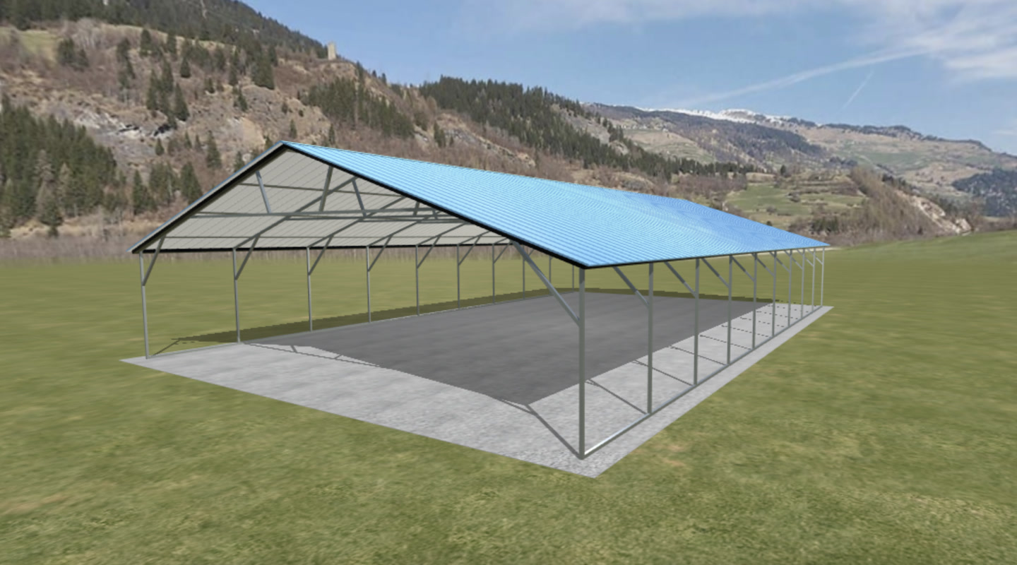 28x45 Vertical Roof Triple Wide Metal Carport