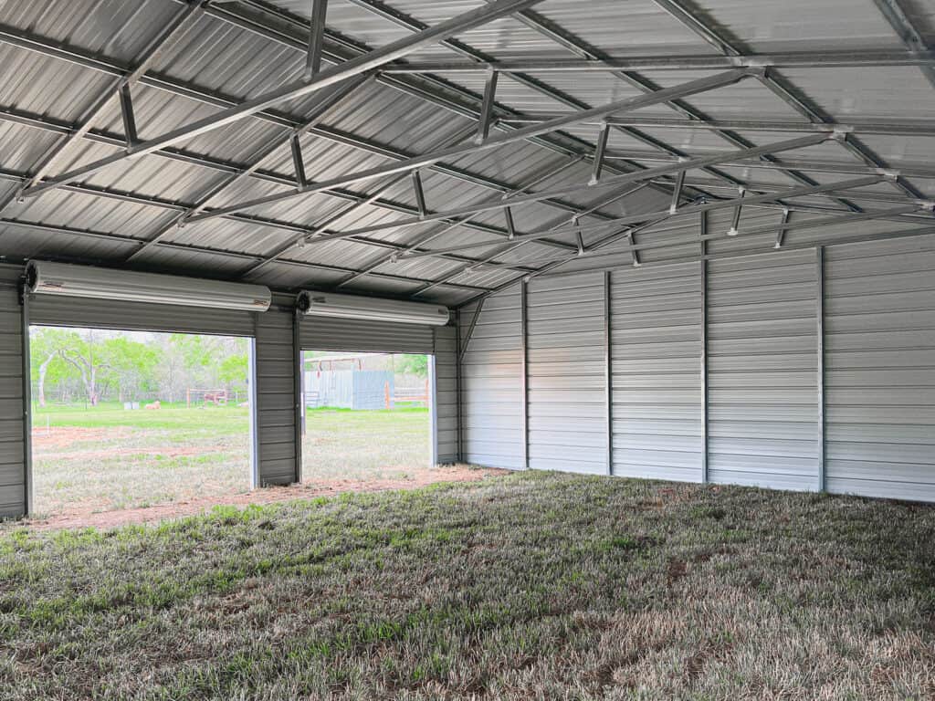 30 foot wide metal building inside. Customize your product online and see the price on our website!