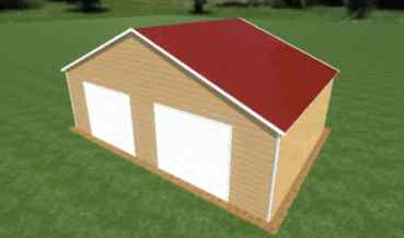 30x20 Boxed Eave Roof Triple Wide Metal Garage