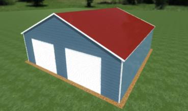 30x30 Boxed Eave Roof Triple Wide Metal Garage