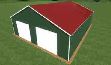 30x35 Boxed Eave Roof Triple Wide Metal Garage