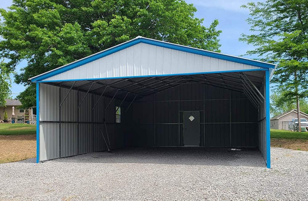 metal carport with sides, gable and back end closed