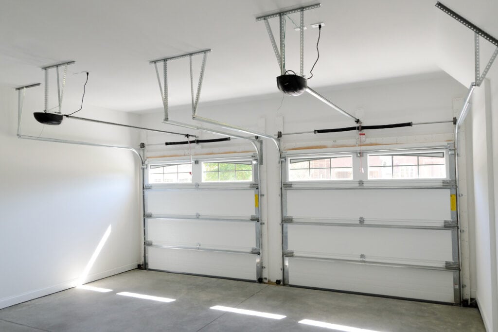 empty two-door garage with doors closed