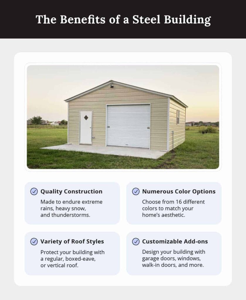 chart explaining benefits of a steel building