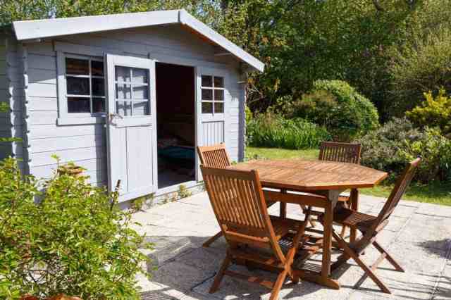 shed in backyard garden