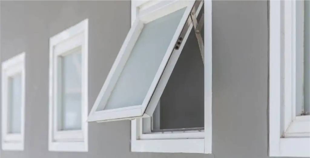 Awning window partially open