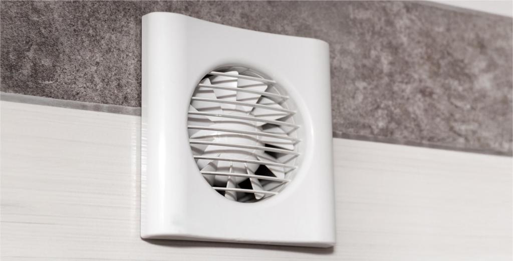 Bathroom exhaust fan on wall