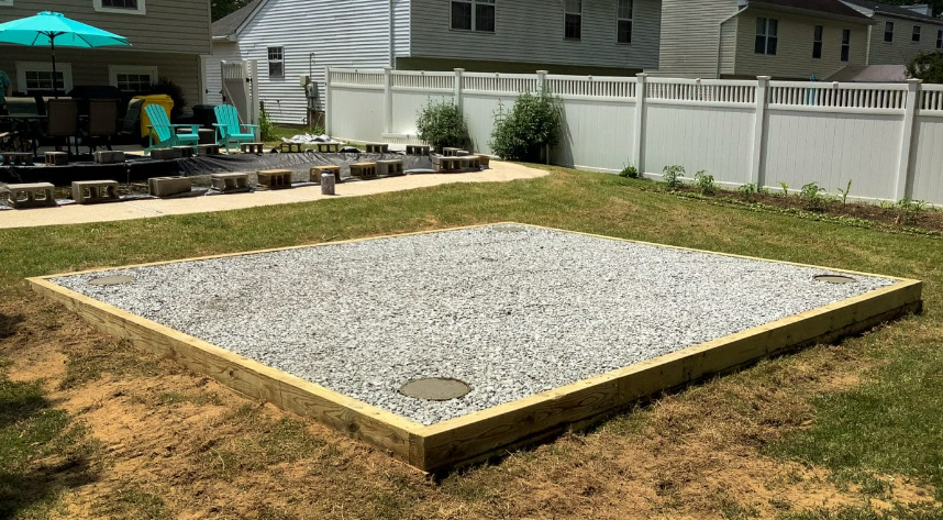 example of a gravel foundation for a shed