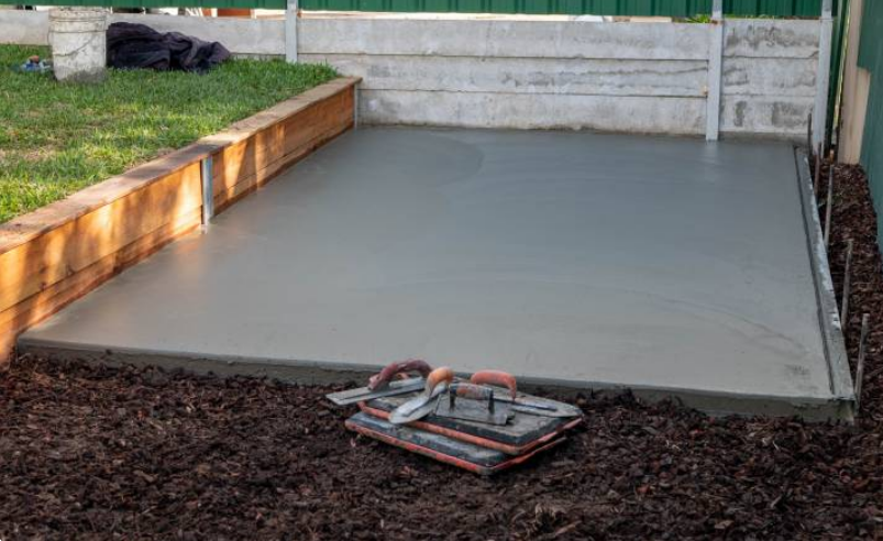 example of a concrete slab foundation for a shed