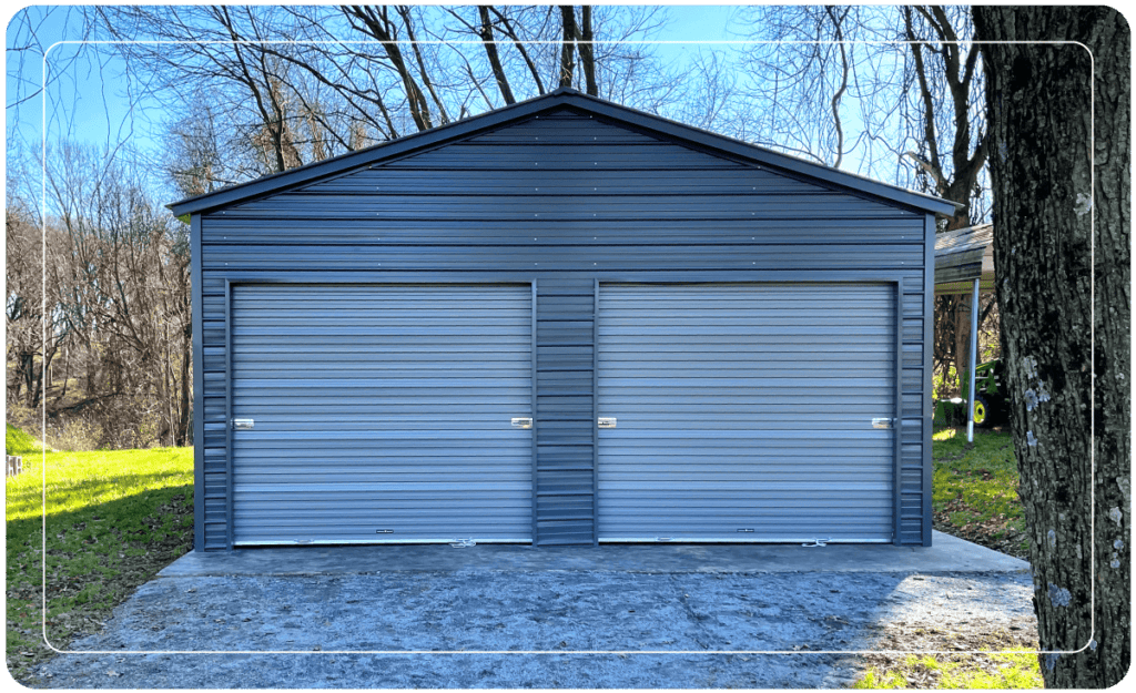 metal two door garage