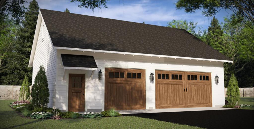 Singe + double door for a three-car garage.