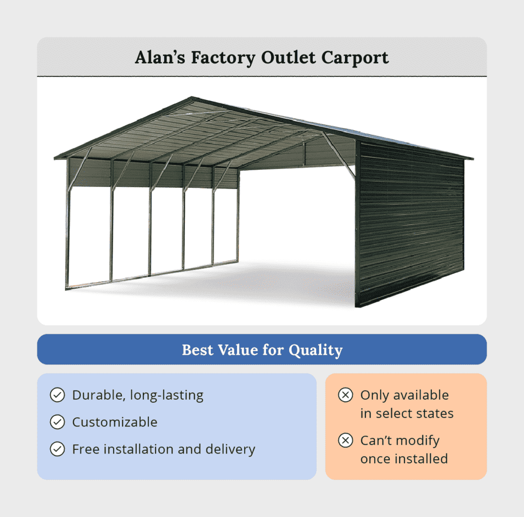 durable metal carport from Alan's Factory Outlet
