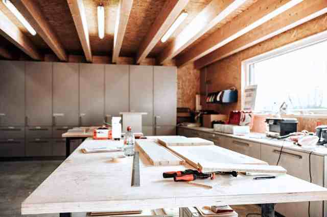 garage interior with bright lighting